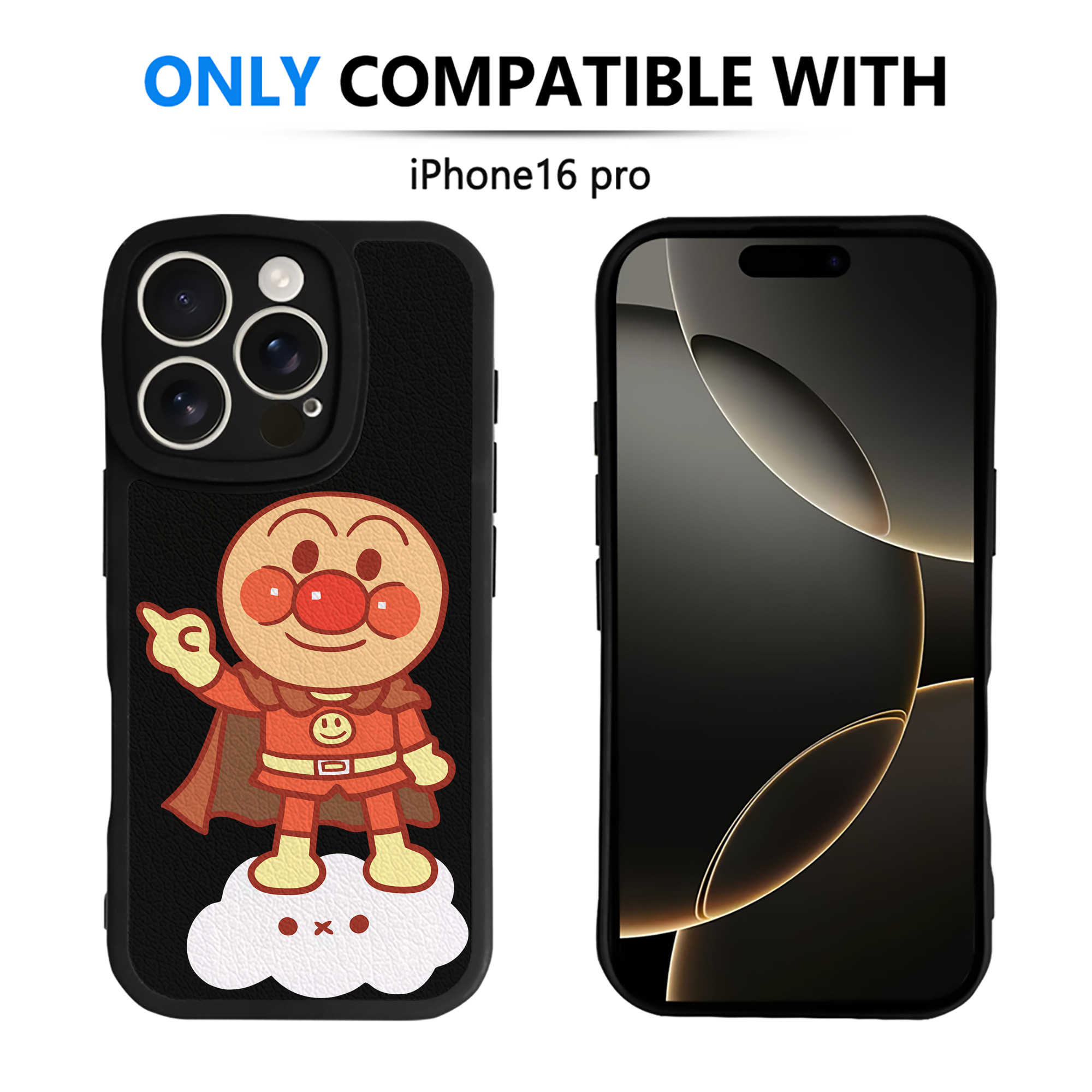 （画像用） アンパンマン Anpanman 【iPhone 16シリーズ対応】シリコンスマホケース（レザー調） 材質：シリコン